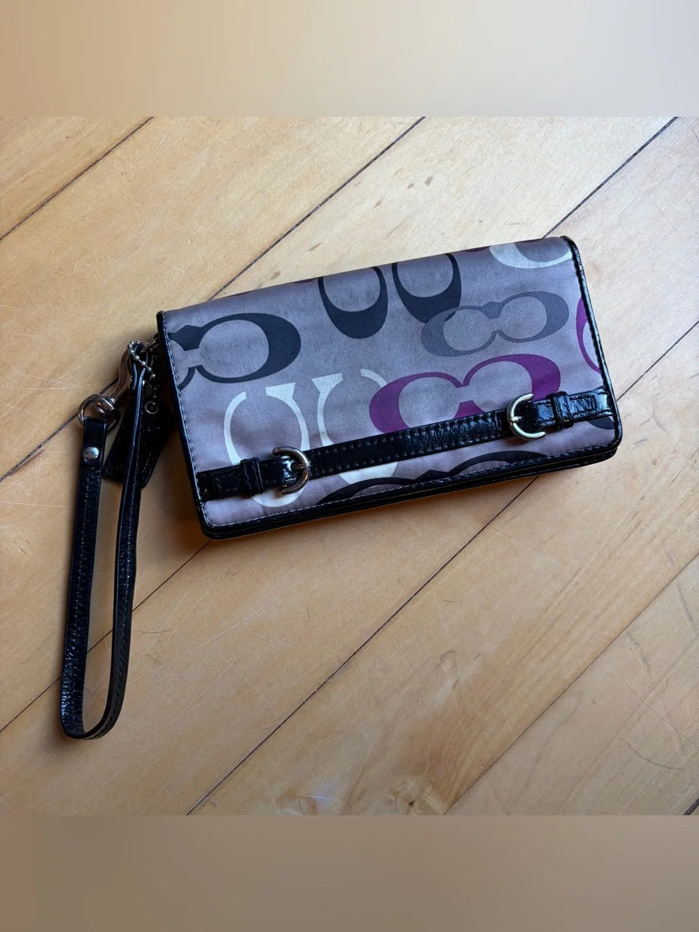 COACH Soho Optic Print Demi Clutch VTG Y2K Double Buckle Wristlet Wallet *READ*